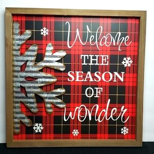 NEW- Buffalo Plaid Holiday Sign 13" Square